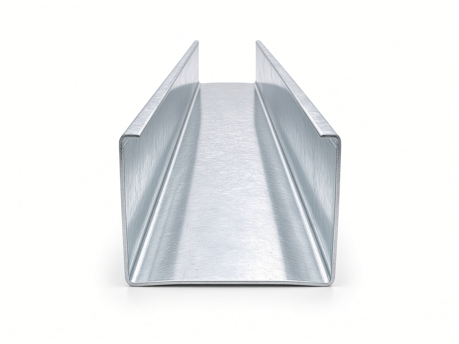 Paral 1 5/8" — vista frontal del perfil galvanizado